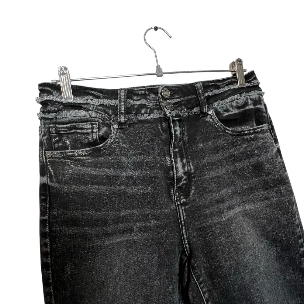 KanCan Skinny Jeans 11/29 Black Wash Women’s Raw Hem Soft Stretch Denim - Picture 3 of 11